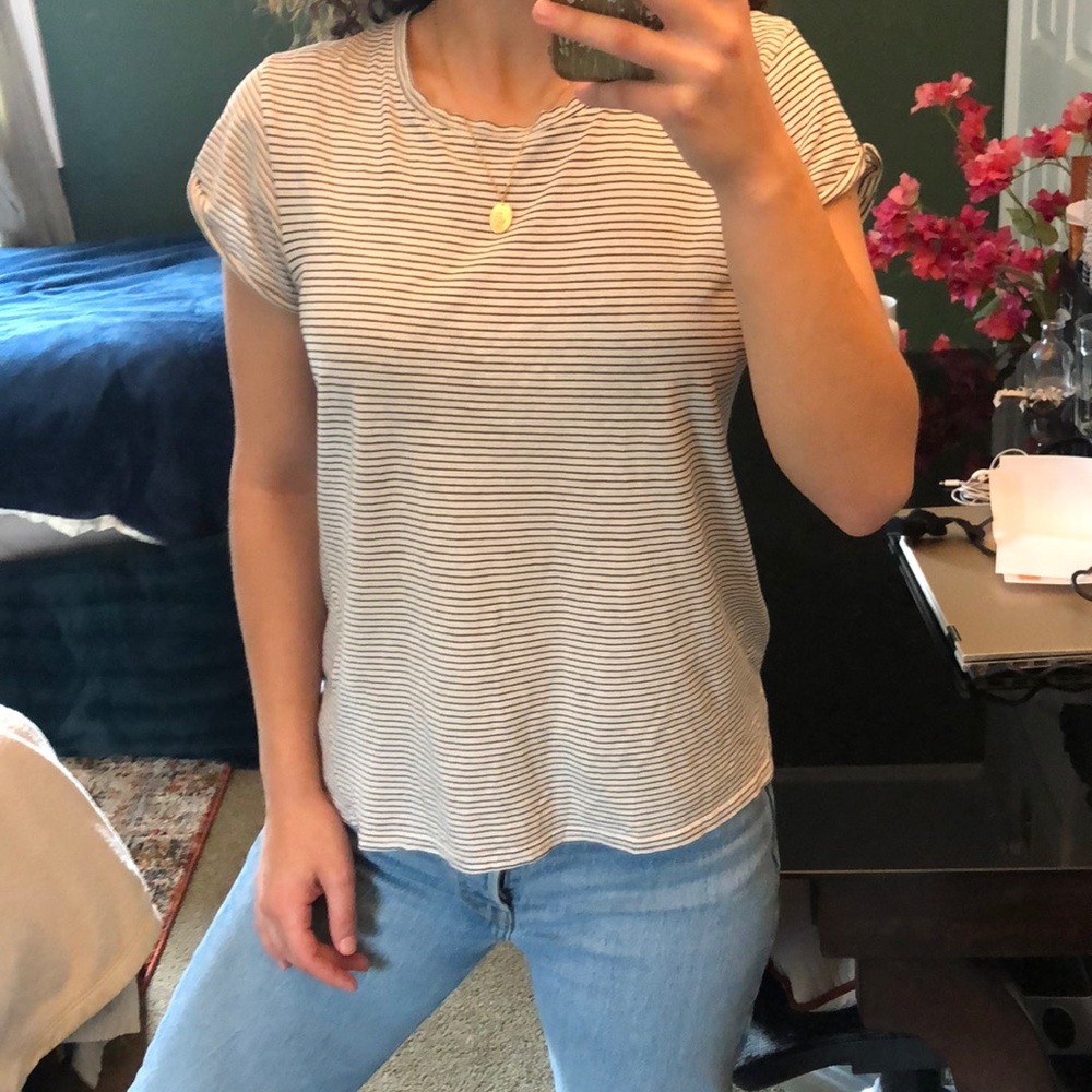 Striped t-shirt with rolled sleeve detail